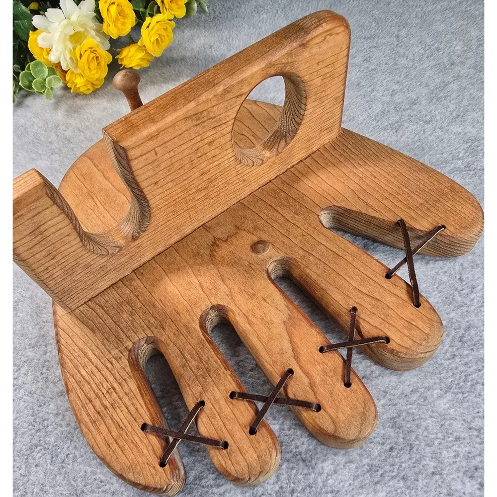 Y2K Wood Baseball Glove Wall Shelf Bat Mitt Holder Brown Sports Decor Rustic